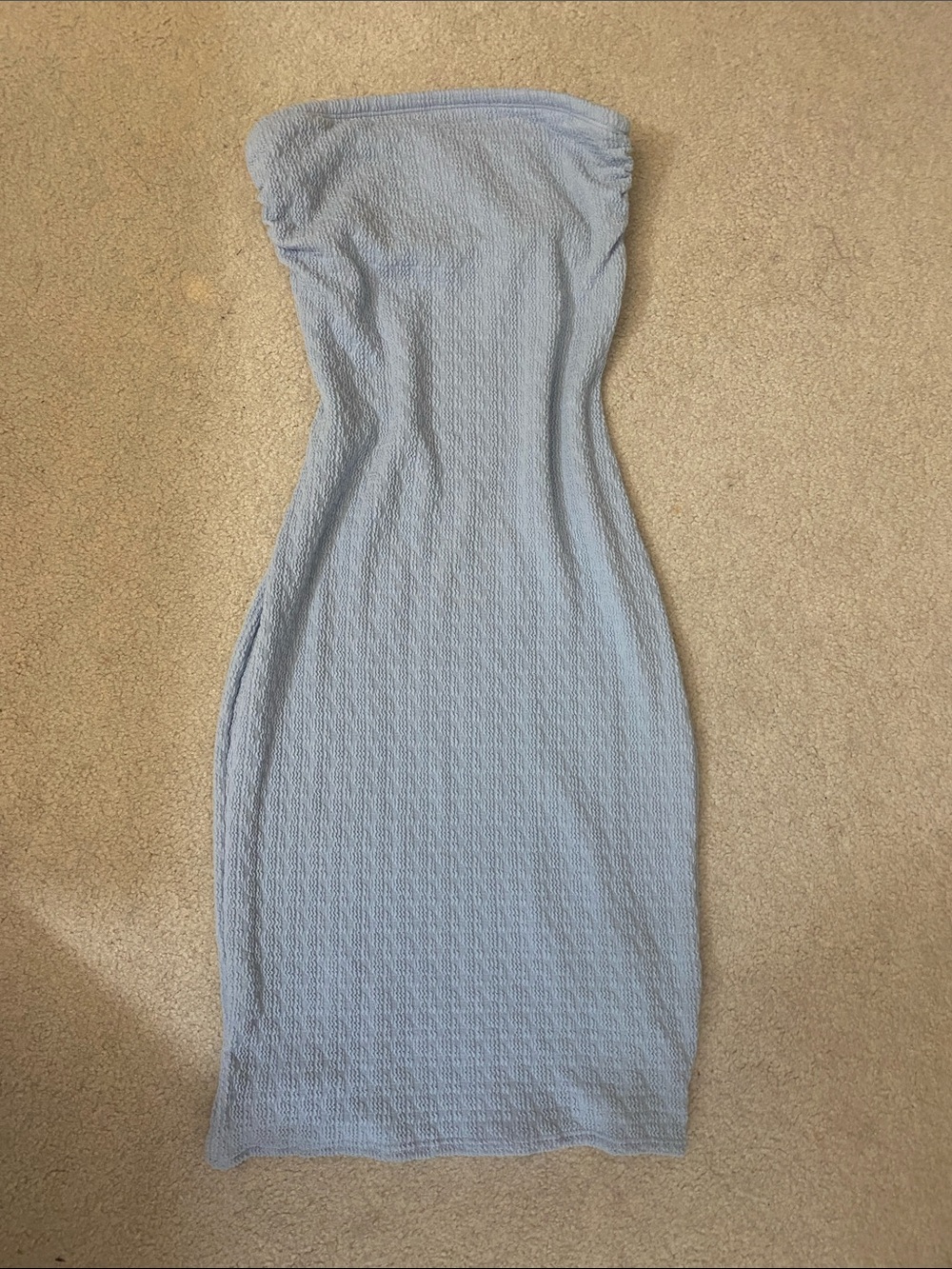Strapless Midi Dress in Light Blue